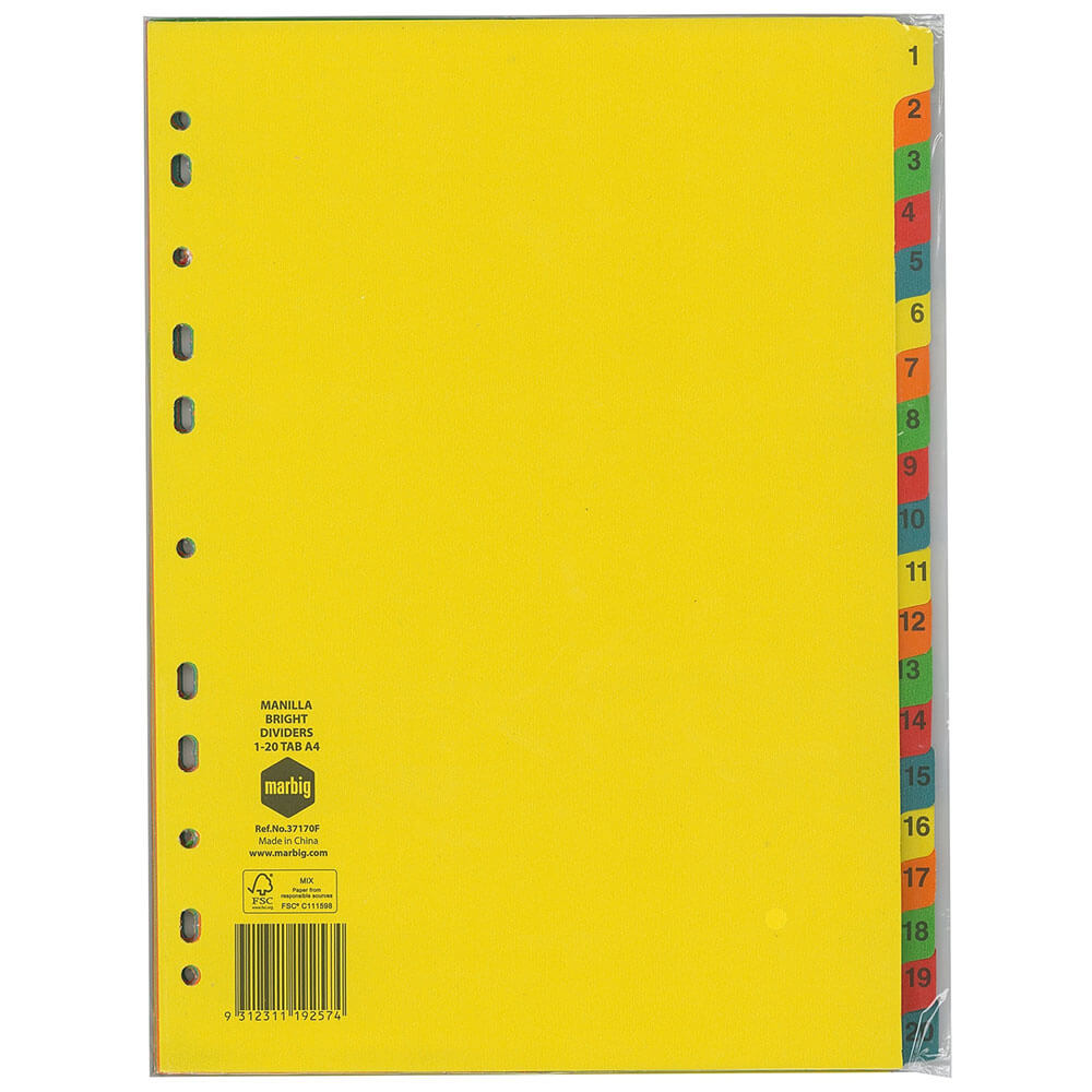 Marbig Manilla Bright Dividers (A4)