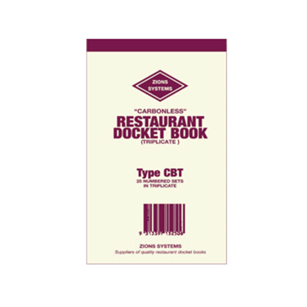 Zions koolstofloos drievoudige restaurant Docket Book