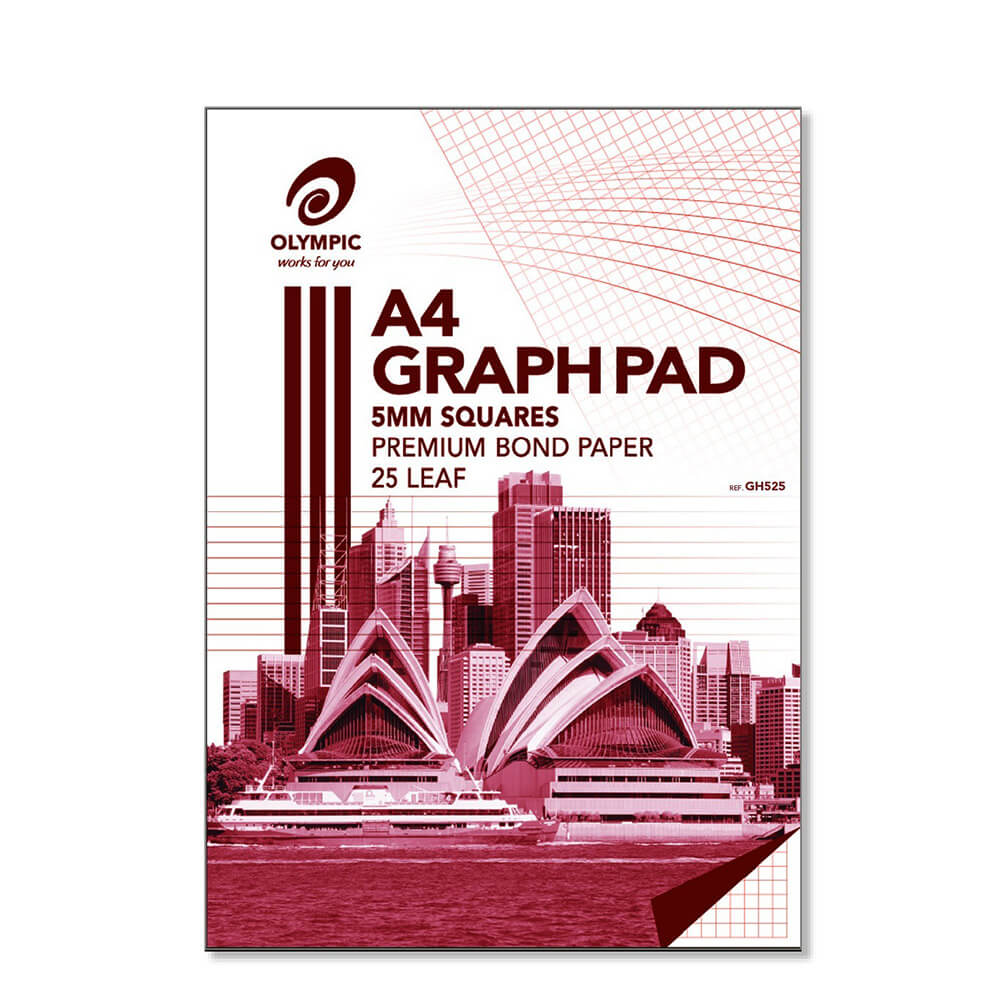 Olympisch 7-Holed A4 Top Gevoted Graph Pad 5pk (25-blad)