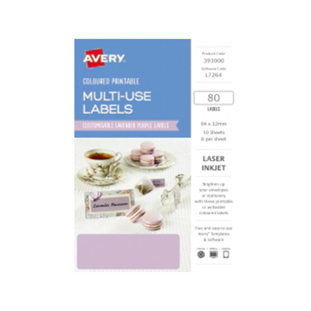 Étiquette laser rectangulaire Avery 80pcs (94x32 mm)