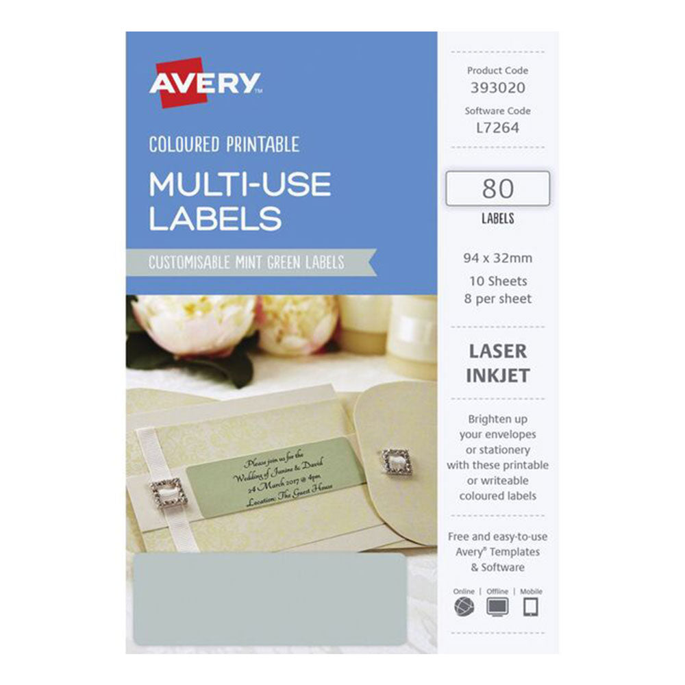 Étiquette laser rectangulaire Avery 80pcs (94x32 mm)