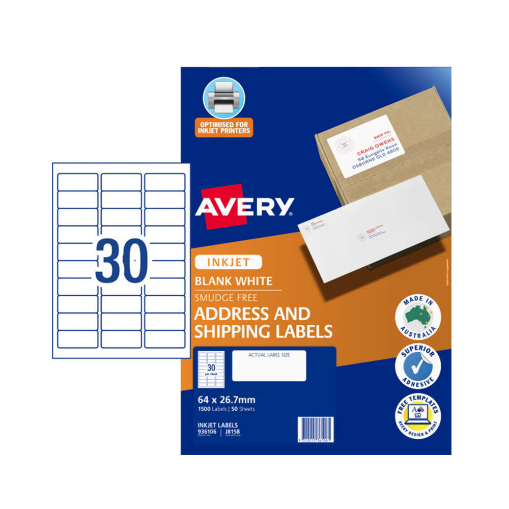 Avery Quick Peel Inkjet Adresing Etykieta 50pcs