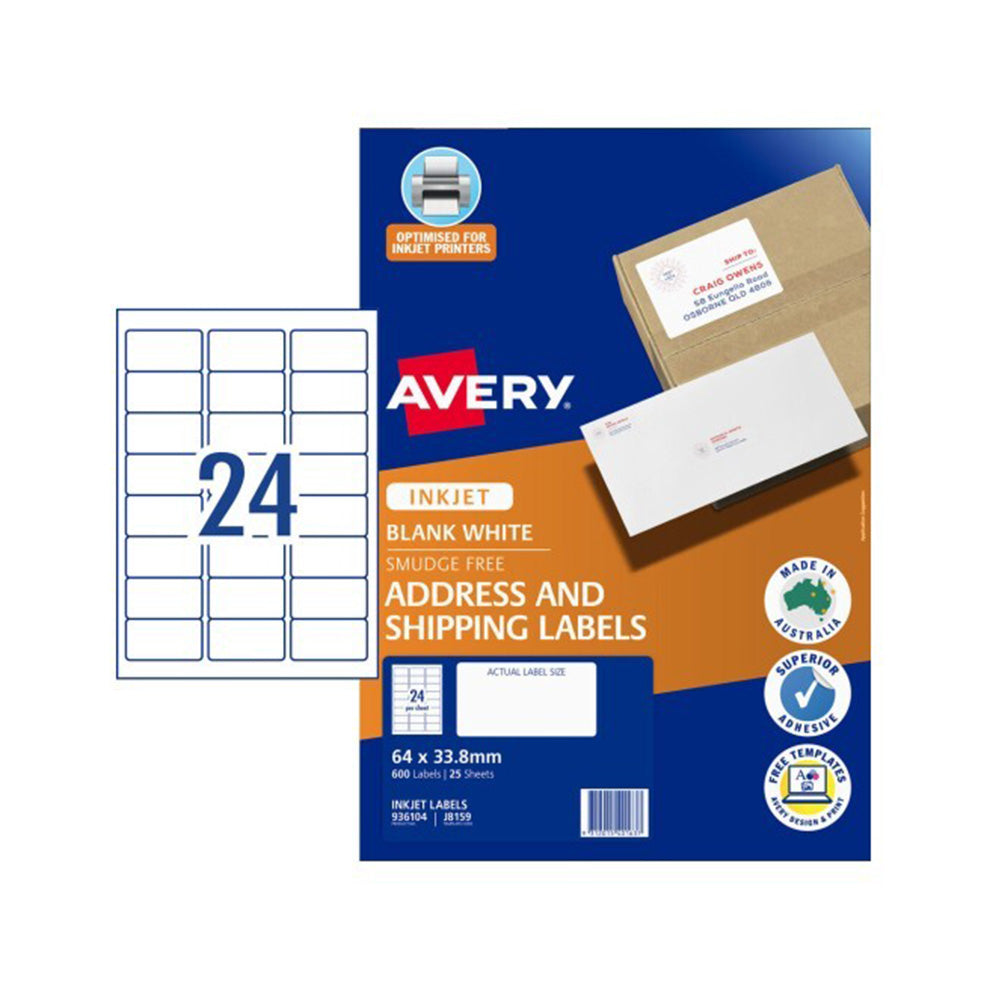 Avery Inkjet Adressetikett 25pcs