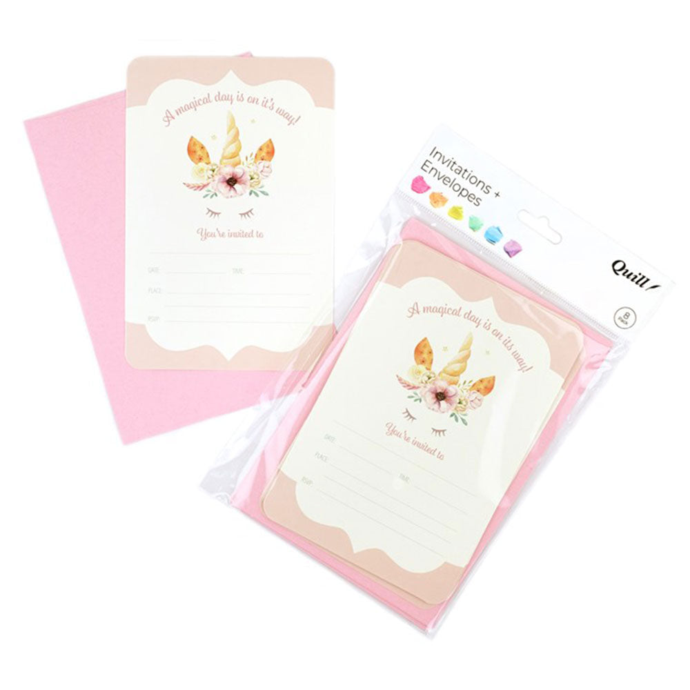 Quill Party Invitation Card & Envelope 8pk