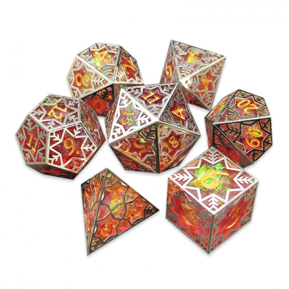 Scherpe vergulde tesseract 7 dobbelstenen set