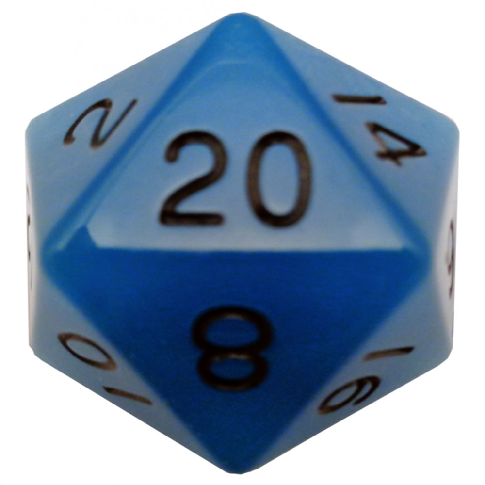 MDG Glow Mega Acrylic D20 terninger 35mm