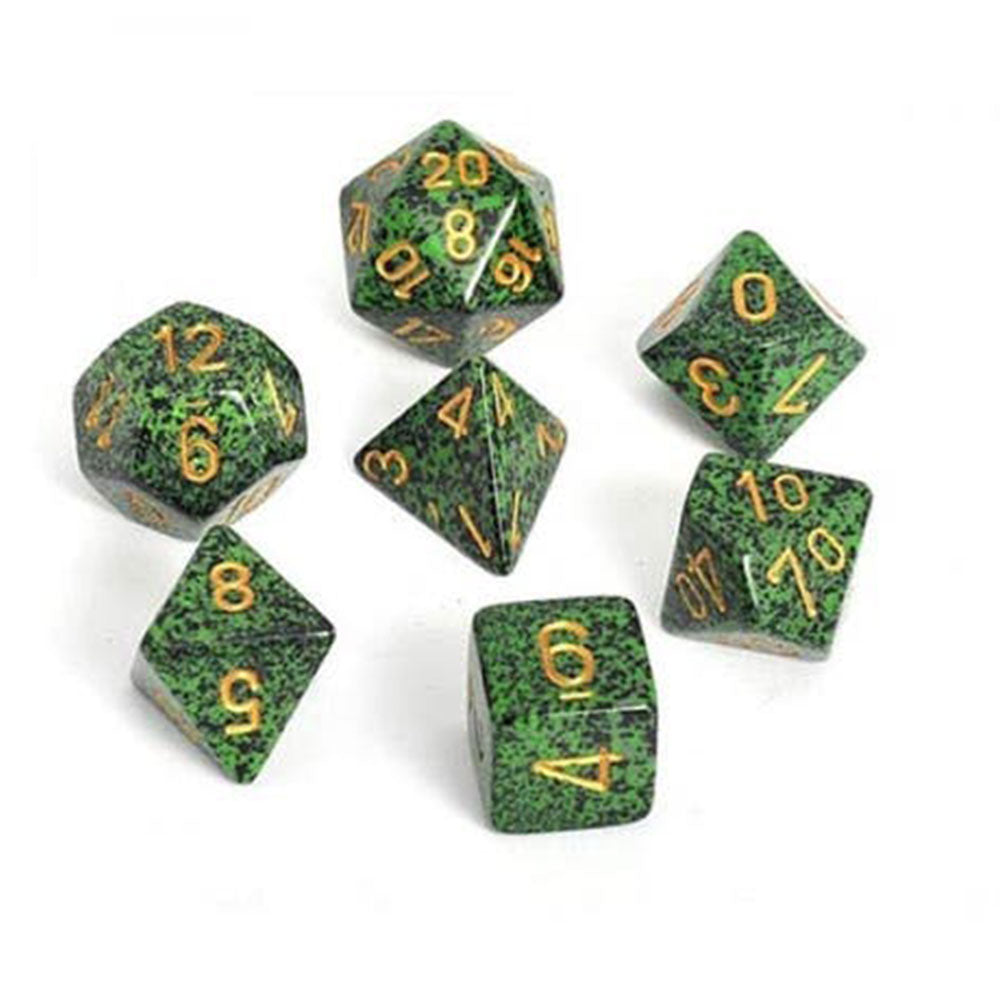 Conjunto de 7 mortos poliédrico de Chessex manchado