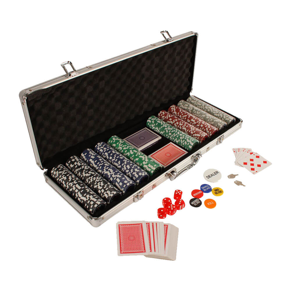 Pokerspelspeelset met aluminium carry case