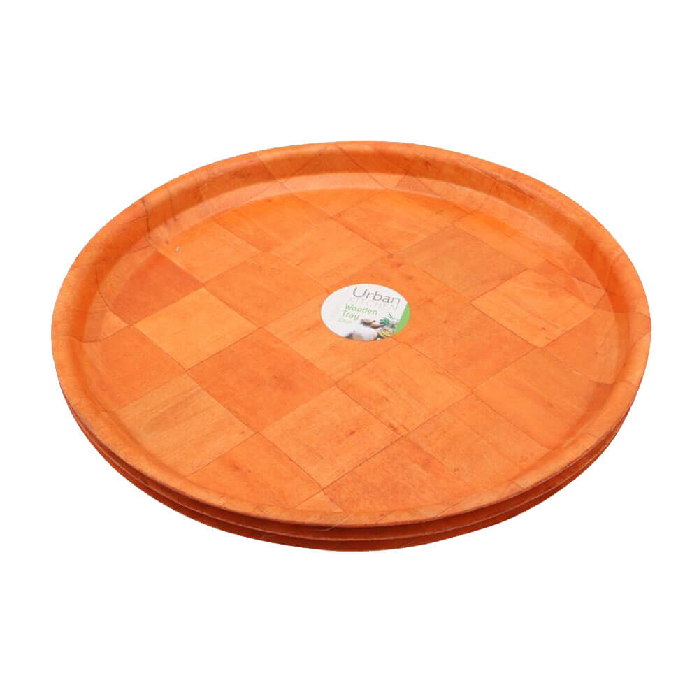 Round Wooden Serving Tray 33cm