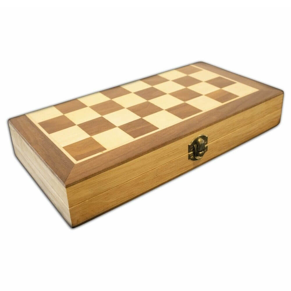 LPG Wooden Folding Chess Checkers Backgammon Set