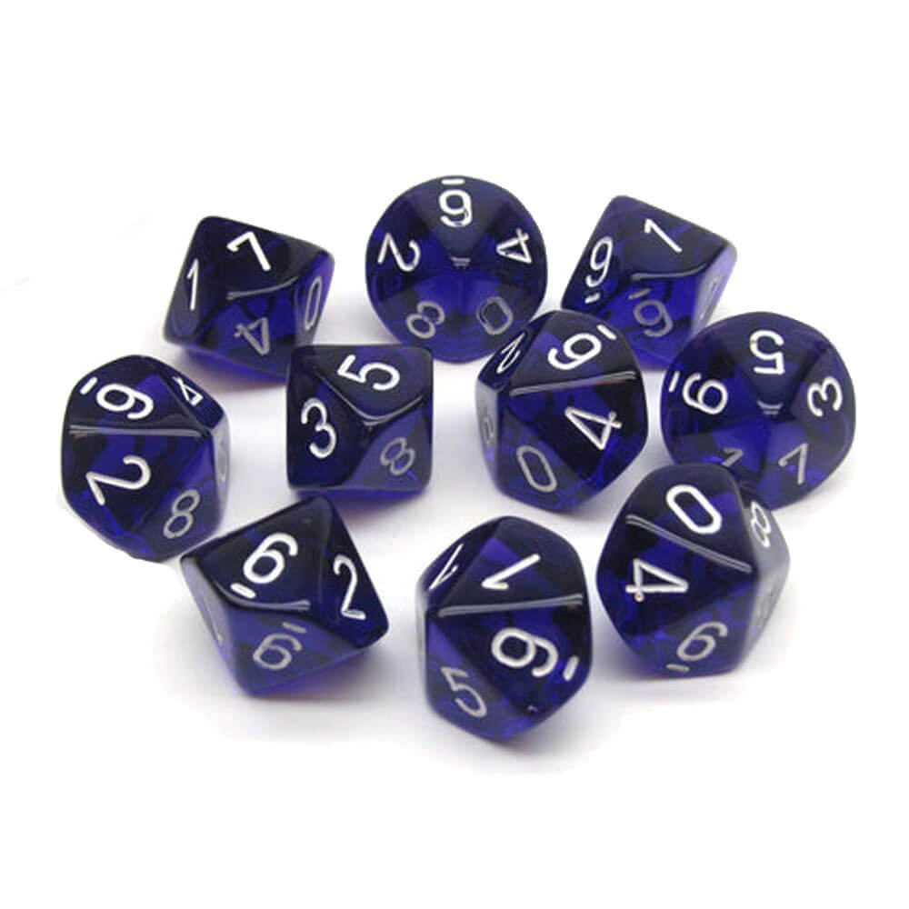 Set translucide Chessex D10 Polyédrique à 10 die