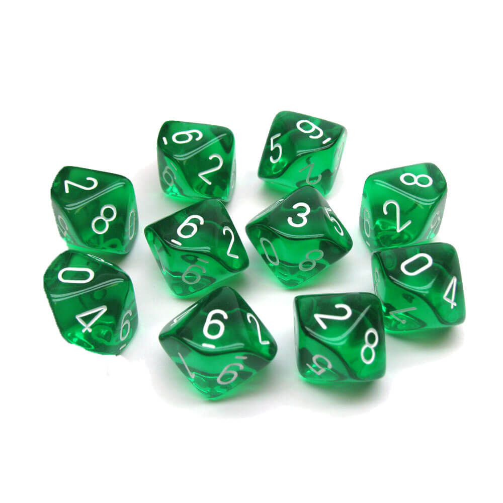 Conjunto translúcido poliédrico de 10 mortos de Chessex D10