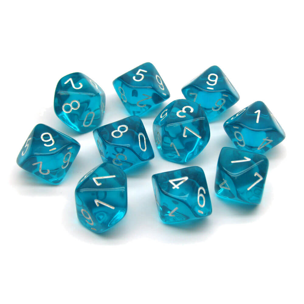 Chessex D10 Polyhedral 10-Die genomskinlig uppsättning