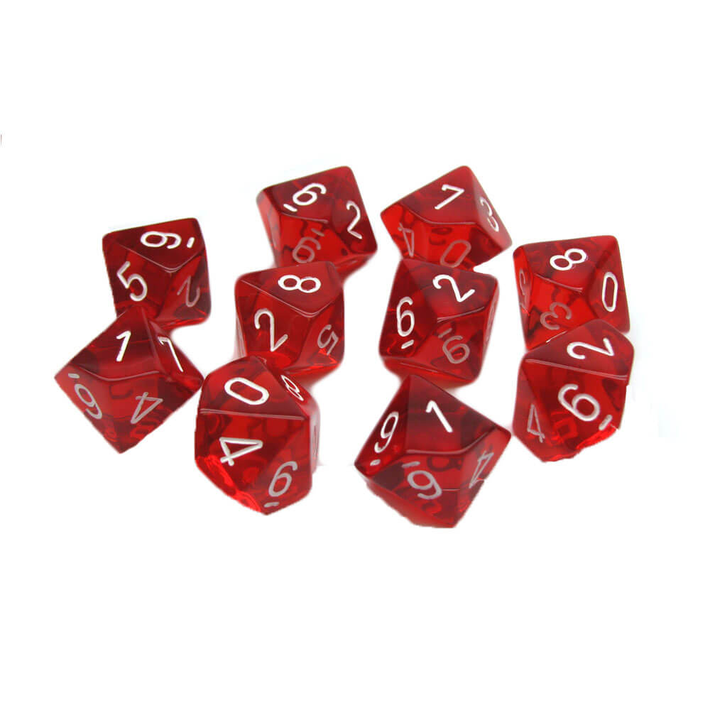 Chessex D10 Polyhedral 10-Die Półprzezroczny zestaw