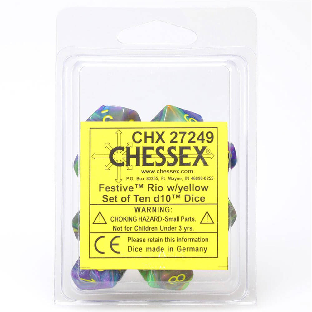 Chessex D10 Polyhedral 10-die świąteczny zestaw