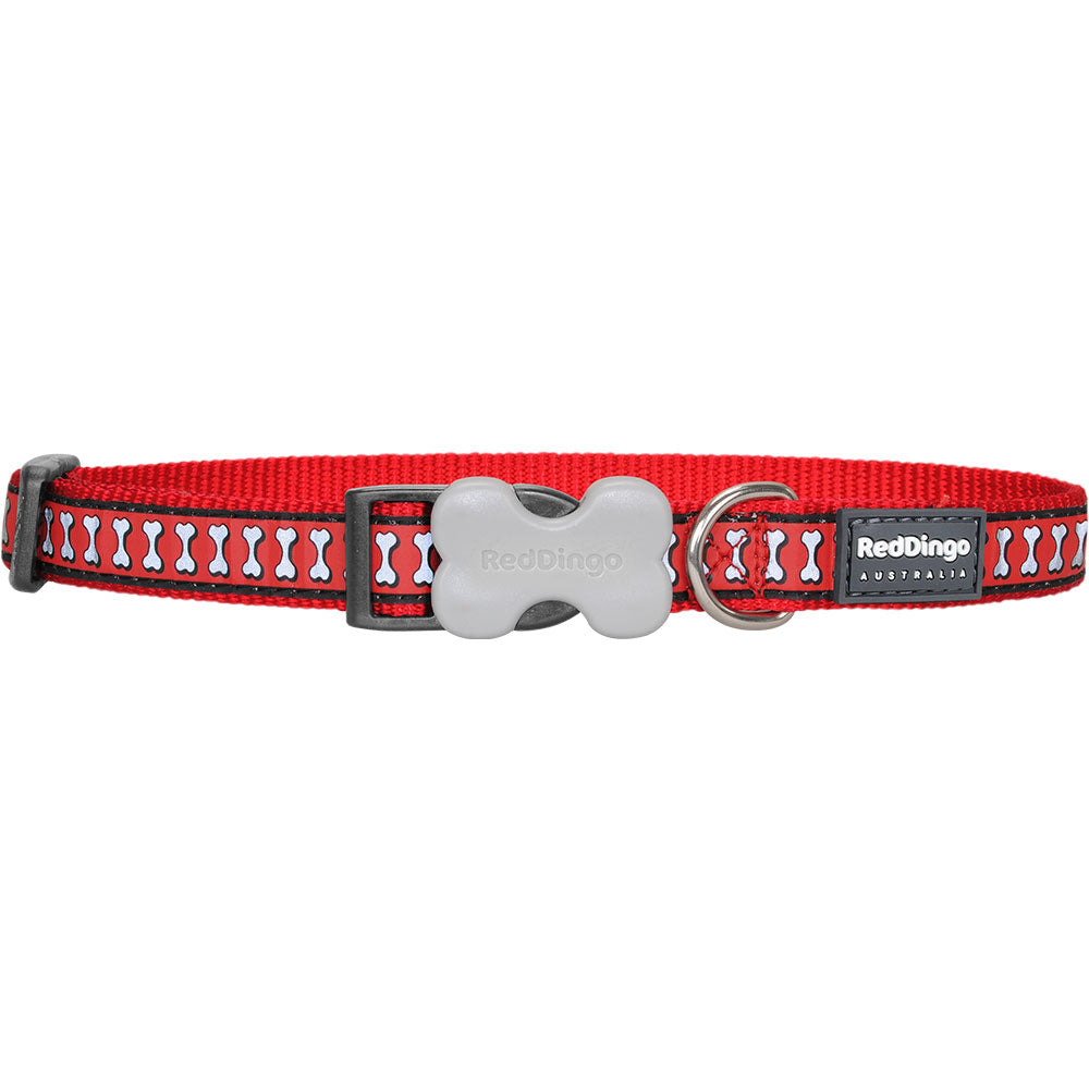 Collar per cani con design delle ossa riflettenti (rosso)