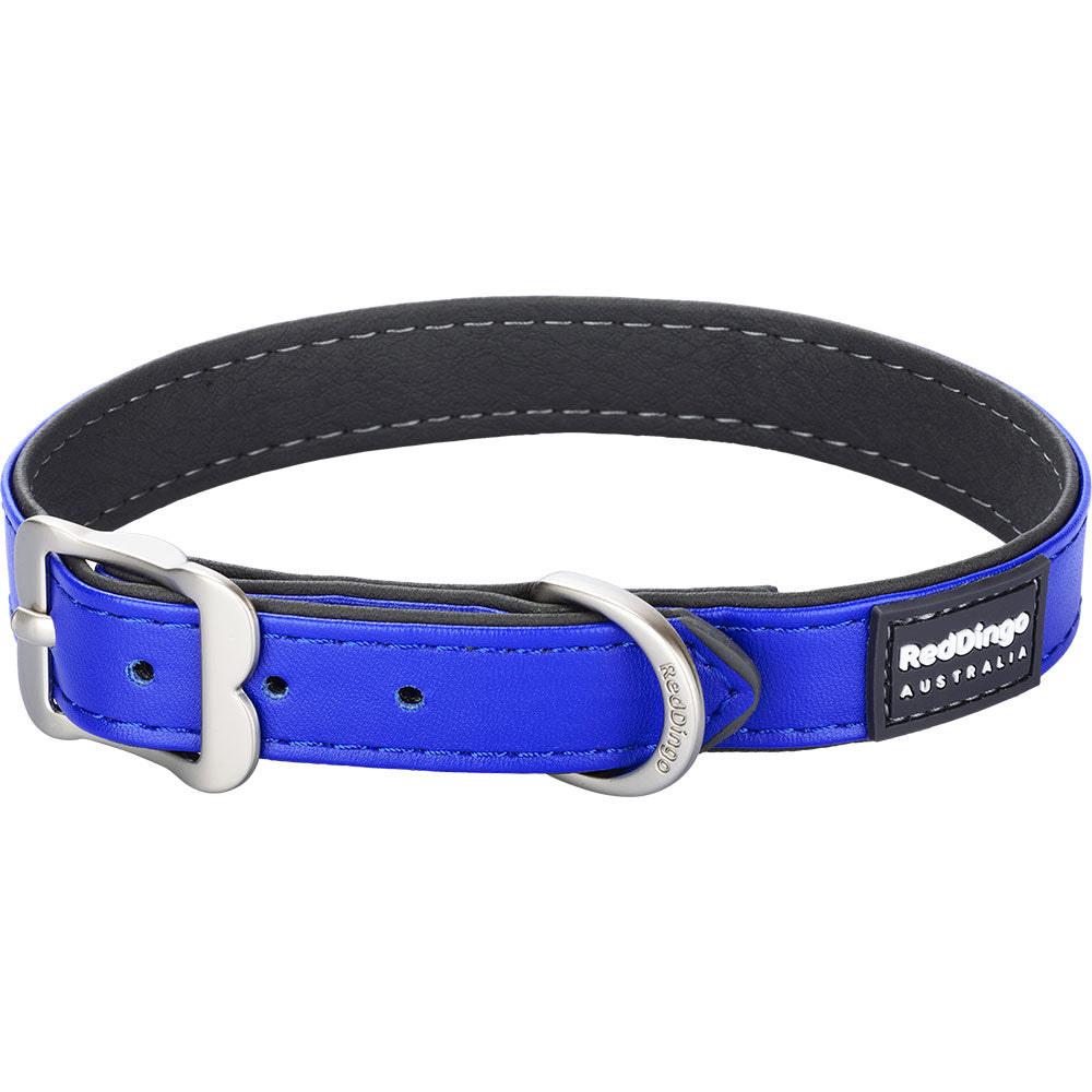 Elegante collar de cuero vegano (azul)