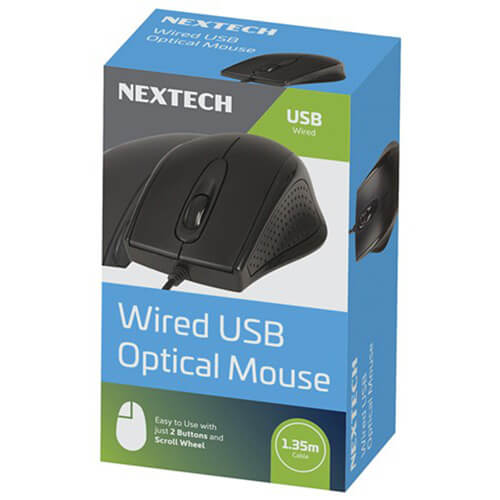 NEXTECH Wired USB Optical Mouse (1000DPI Black)