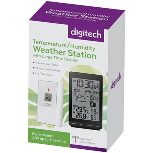 Temp & Humidity Weather Station Sensors w/ Large Display