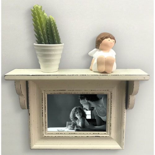 Wooden Wall Shelf with One Photo Frame (29x19x6.5cm)