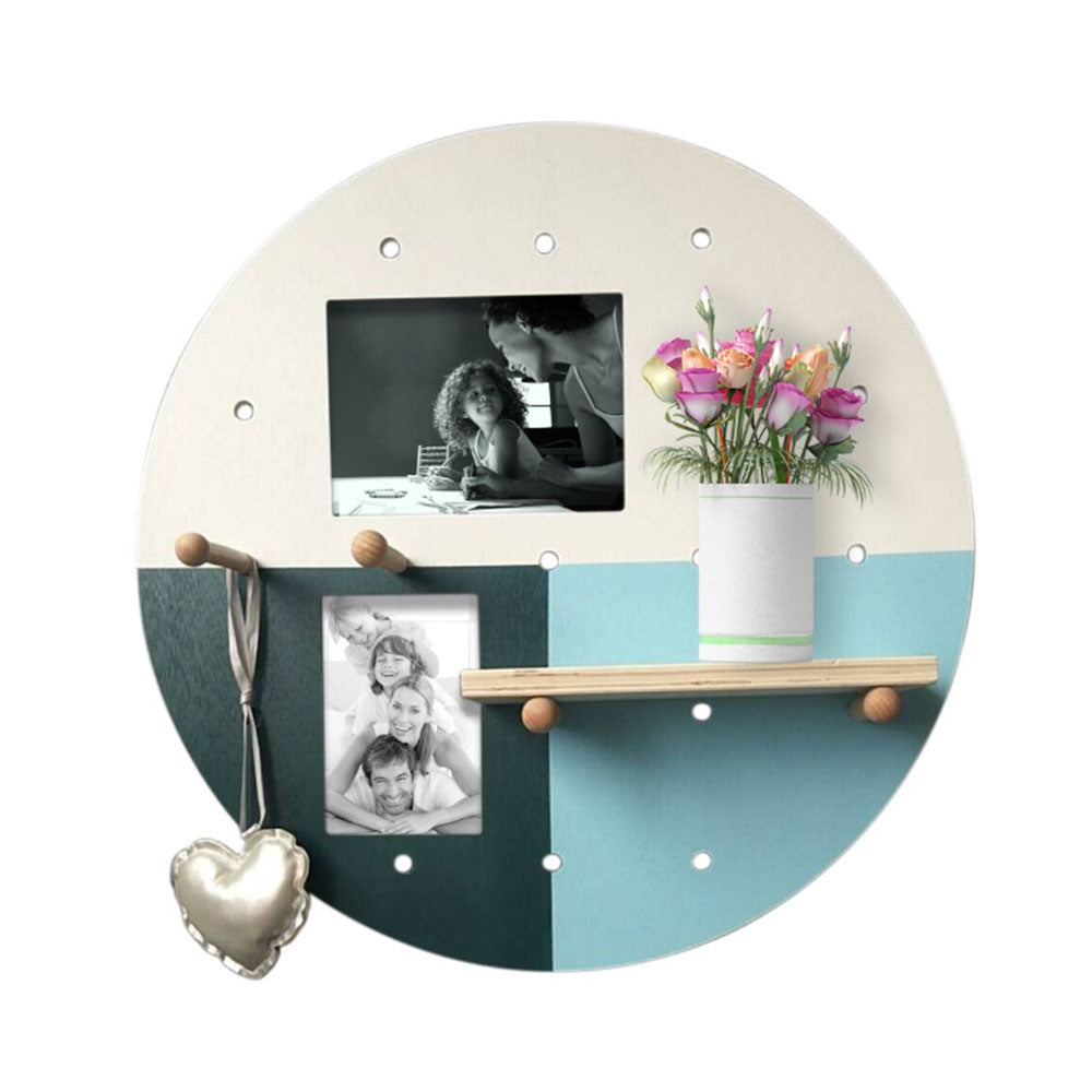 Wooden Double Photo Frame with Shelf (50x50x1cm)