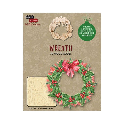 Incredibuilds Christmas Holiday Coll. Wreath 3D Wood Model