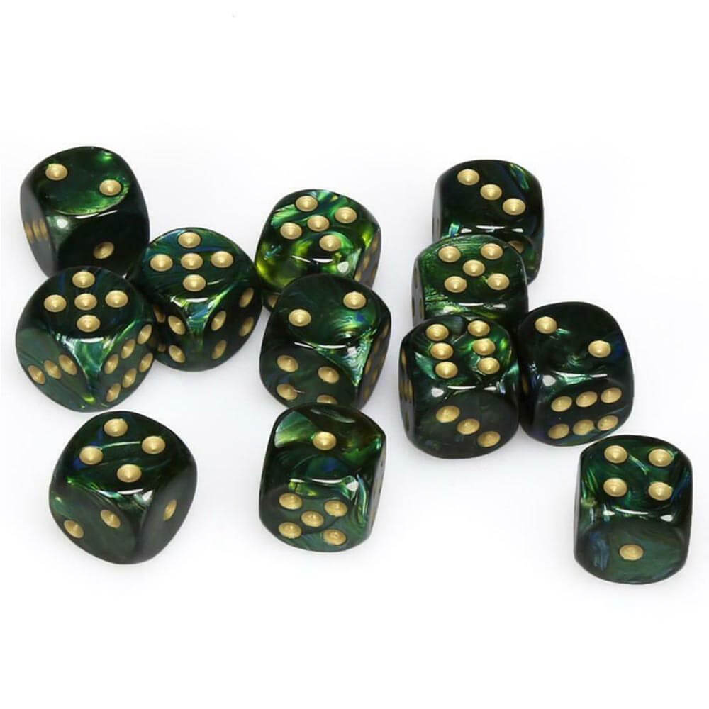 D6 terninger Scarab 16mm (12 terninger)