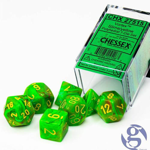 D7 Die Set Dice Vortex Polyhedral Slime/Yellow (7 Dice)