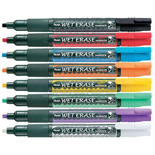 Pentel Liquid Chalk Wet Erase Marker Assorted 12pk