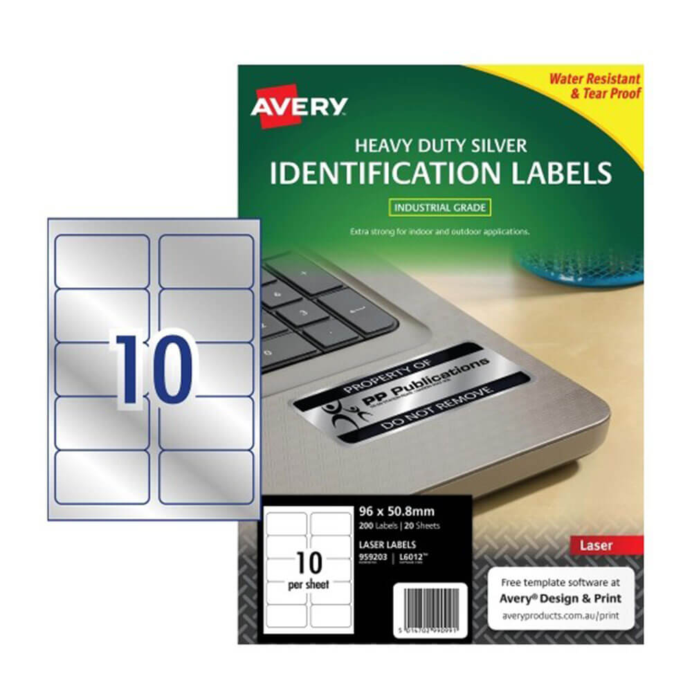 Avery zware laserlabel zilver 20 pk