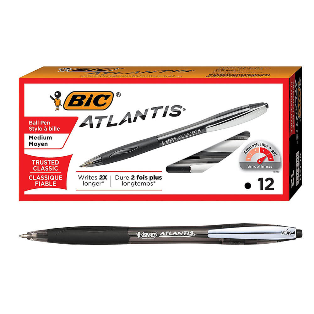 Bic Atlantis udtrækkeligt Pen Medium Point (12pk)