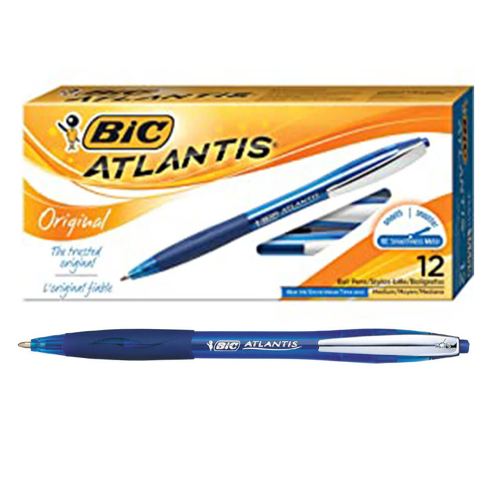 Bic Atlantis格納式ペンミディアムポイント（12pk）