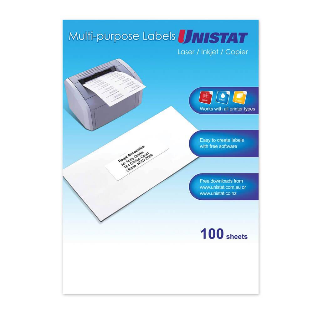 Unistat Laser/Jato de Inimiga/Copiadora Rótulo 100pk