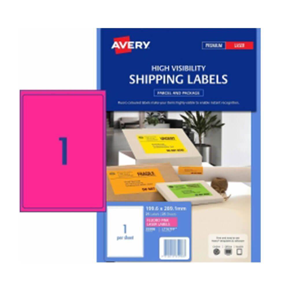 Avery High Bivisibility Shipping Label 25pk 1/Sheet