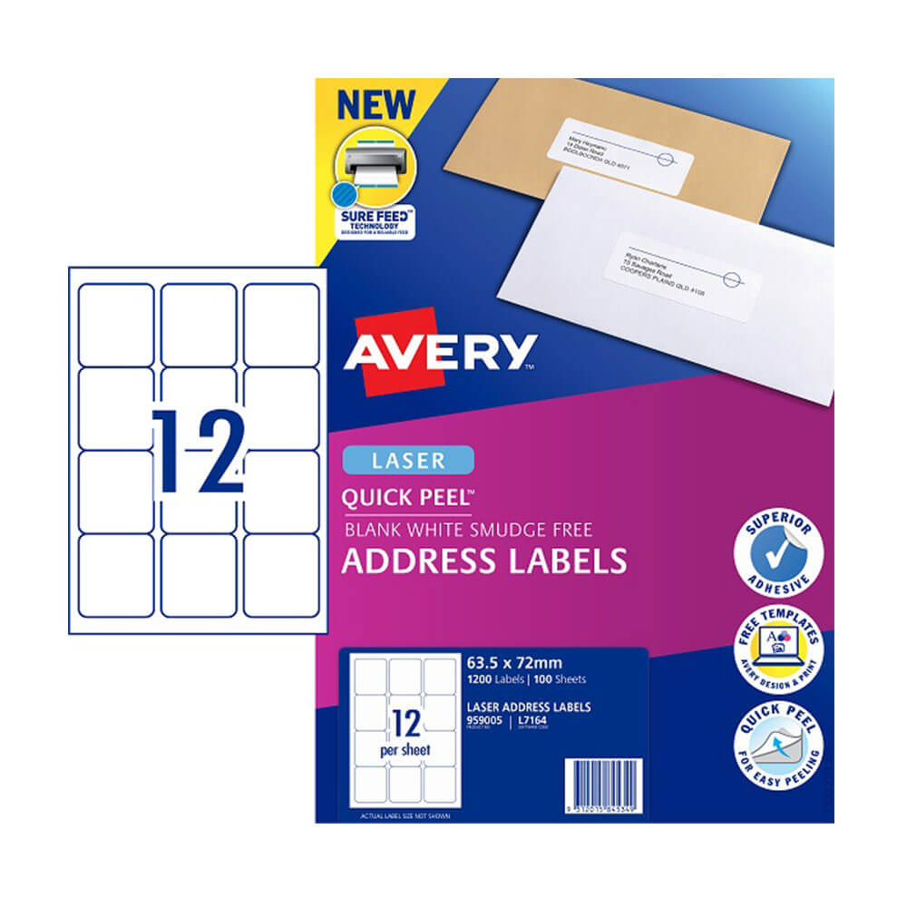 Avery laseradresse label White (100pk)