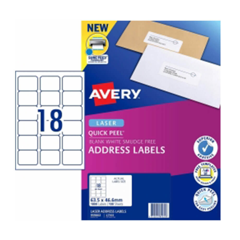 Avery laseradreslabel wit (100 pk)