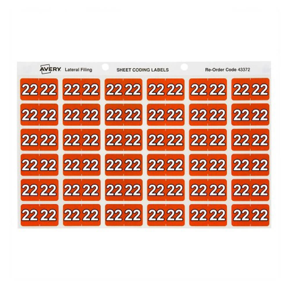 Avery 22 Side Tab Colour Coding Label Dark Orange (180pk)