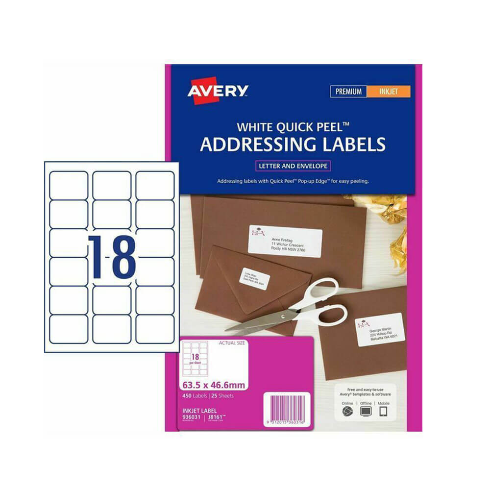 Avery Inkjet Adres -label (25 pk)