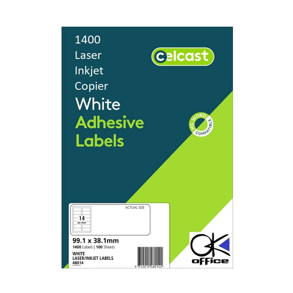 Celcast laser/inkjet labels wit (100 pk)