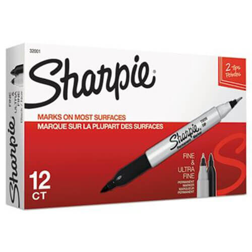 Sharpie Twin Tip Black Marker 12pcs